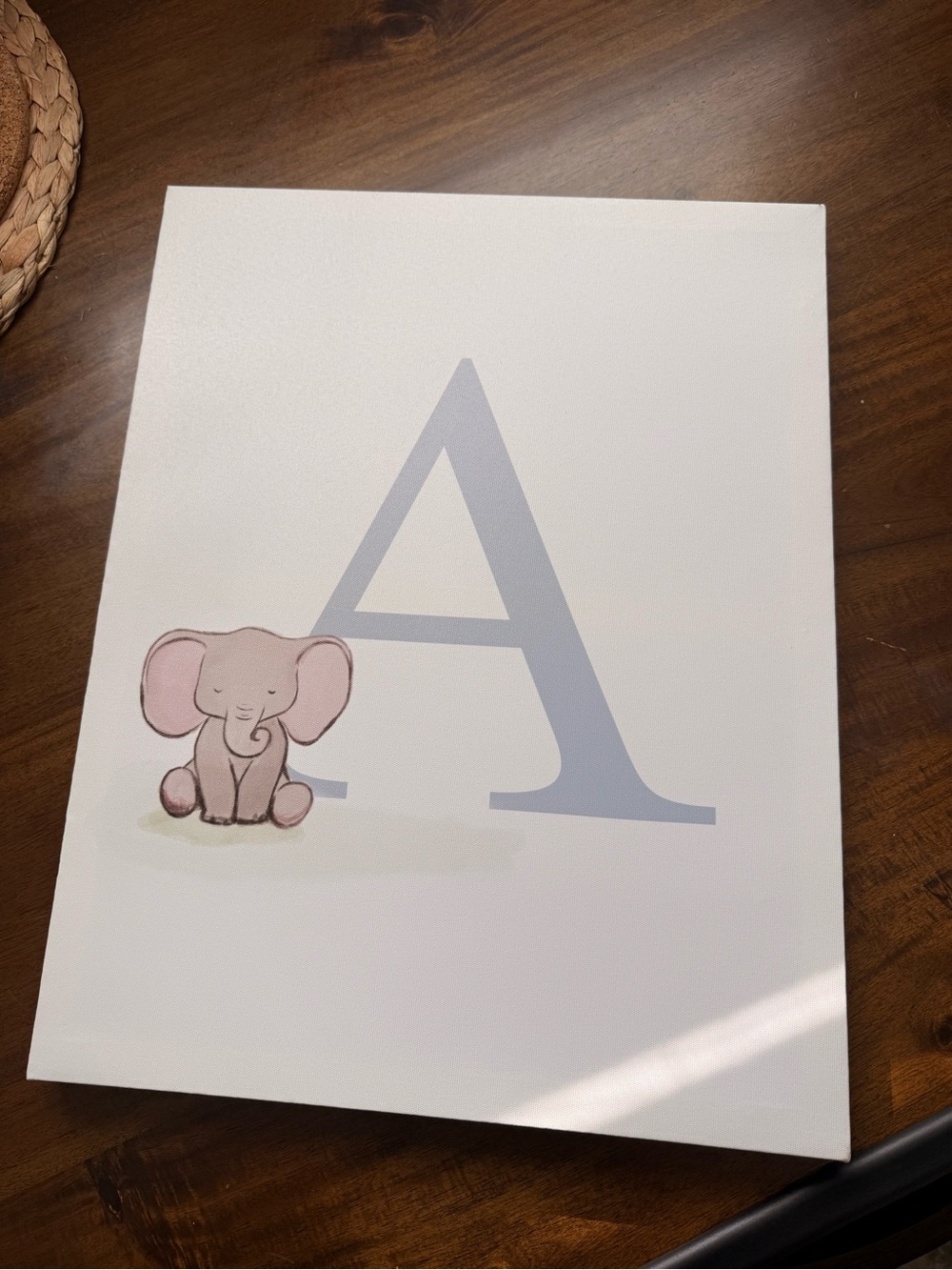 Personalized Nursery Wall Art - Letter A with baby Elephant